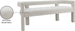 Athena Boucle Fabric / Engineered Wood / Foam Contemporary Cream Boucle Fabric Bench - 66.5" W x 21" D x 27" H