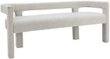 Athena Boucle Fabric / Engineered Wood / Foam Contemporary Cream Boucle Fabric Bench - 66.5" W x 21" D x 27" H