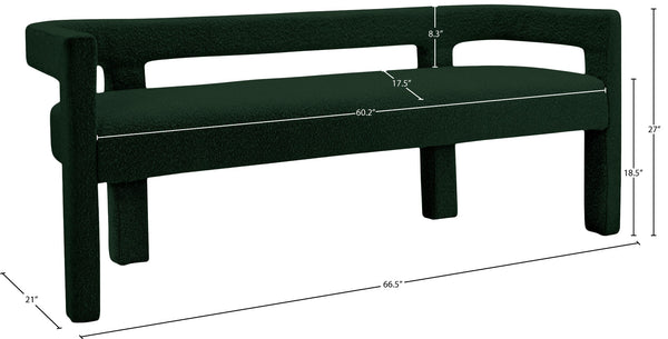 Athena Boucle Fabric / Engineered Wood / Foam Contemporary Green Boucle Fabric Bench - 66.5" W x 21" D x 27" H