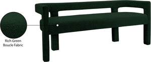 Athena Boucle Fabric / Engineered Wood / Foam Contemporary Green Boucle Fabric Bench - 66.5" W x 21" D x 27" H