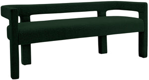Athena Boucle Fabric / Engineered Wood / Foam Contemporary Green Boucle Fabric Bench - 66.5" W x 21" D x 27" H