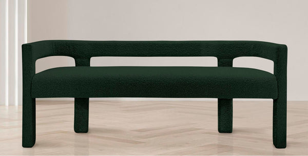 Athena Boucle Fabric / Engineered Wood / Foam Contemporary Green Boucle Fabric Bench - 66.5" W x 21" D x 27" H
