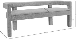 Athena Boucle Fabric / Engineered Wood / Foam Contemporary Grey Boucle Fabric Bench - 66.5" W x 21" D x 27" H