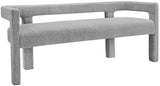 Athena Boucle Fabric / Engineered Wood / Foam Contemporary Grey Boucle Fabric Bench - 66.5" W x 21" D x 27" H