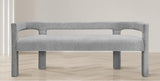 Athena Boucle Fabric / Engineered Wood / Foam Contemporary Grey Boucle Fabric Bench - 66.5" W x 21" D x 27" H