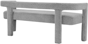 Athena Boucle Fabric / Engineered Wood / Foam Contemporary Grey Boucle Fabric Bench - 66.5" W x 21" D x 27" H