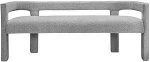 Athena Boucle Fabric / Engineered Wood / Foam Contemporary Grey Boucle Fabric Bench - 66.5" W x 21" D x 27" H