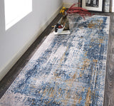 Cadiz Gradient Luster Rug, Distressed, Blue/Gray, 3ft - 1in x 10ft, Runner