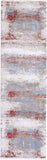 Cadiz Gradient Luster Rug, Gray/Deep Red/Blue, 3ft-1in x 10ft, Runner