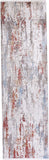 Cadiz Gradient Luster Rug, Gray/Deep Red/Blue, 3ft - 1in x 10ft, Runner