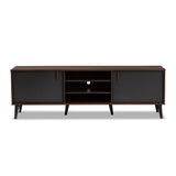 Baxton Studio Samuel Mid-Century Modern Brown and Dark Grey Finished TV Stand