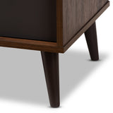 Baxton Studio Samuel Mid-Century Modern Brown and Dark Grey Finished TV Stand