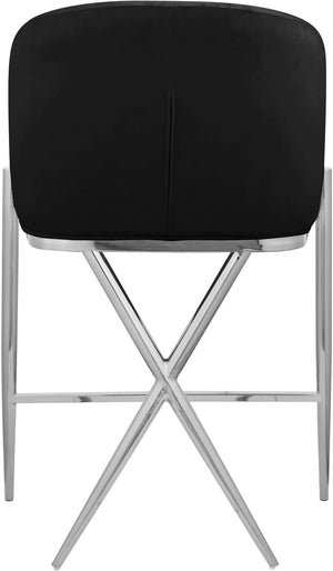 Xavier Velvet / Engineered Wood / Iron / Foam Contemporary Black Velvet Counter Stool - 23.5" W x 22.5" D x 38" H