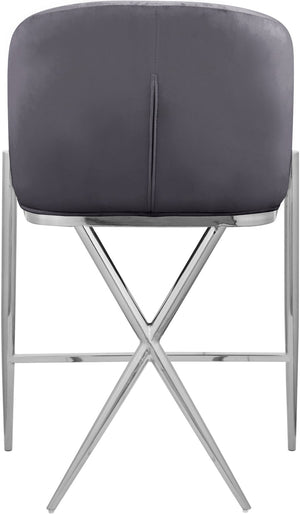 Xavier Velvet / Engineered Wood / Iron / Foam Contemporary Grey Velvet Counter Stool - 23.5" W x 22.5" D x 38" H