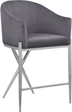 Xavier Velvet / Engineered Wood / Iron / Foam Contemporary Grey Velvet Counter Stool - 23.5" W x 22.5" D x 38" H