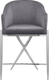 Xavier Velvet / Engineered Wood / Iron / Foam Contemporary Grey Velvet Counter Stool - 23.5" W x 22.5" D x 38" H