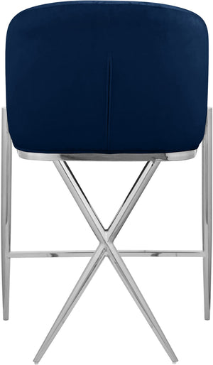 Xavier Velvet / Engineered Wood / Iron / Foam Contemporary Navy Velvet Counter Stool - 23.5" W x 22.5" D x 38" H