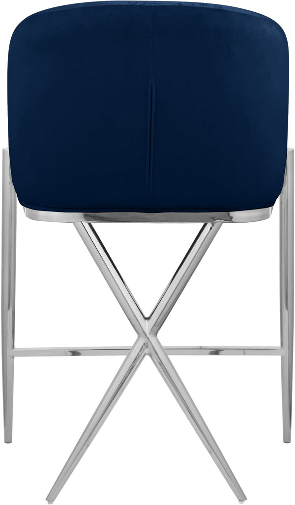 Xavier Velvet / Engineered Wood / Iron / Foam Contemporary Navy Velvet Counter Stool - 23.5" W x 22.5" D x 38" H