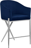 Xavier Velvet / Engineered Wood / Iron / Foam Contemporary Navy Velvet Counter Stool - 23.5" W x 22.5" D x 38" H