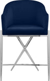 Xavier Velvet / Engineered Wood / Iron / Foam Contemporary Navy Velvet Counter Stool - 23.5" W x 22.5" D x 38" H