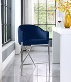 Xavier Velvet / Engineered Wood / Iron / Foam Contemporary Navy Velvet Counter Stool - 23.5" W x 22.5" D x 38" H