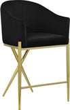 Xavier Velvet / Engineered Wood / Iron / Foam Contemporary Black Velvet Counter Stool - 23.5" W x 22.5" D x 38" H