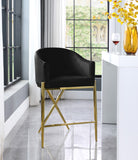 Xavier Velvet / Engineered Wood / Iron / Foam Contemporary Black Velvet Counter Stool - 23.5" W x 22.5" D x 38" H