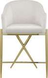 Xavier Velvet / Engineered Wood / Iron / Foam Contemporary Cream Velvet Counter Stool - 23.5" W x 22.5" D x 38" H