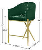 Xavier Velvet / Engineered Wood / Iron / Foam Contemporary Green Velvet Counter Stool - 23.5" W x 22.5" D x 38" H