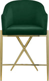 Xavier Velvet / Engineered Wood / Iron / Foam Contemporary Green Velvet Counter Stool - 23.5" W x 22.5" D x 38" H