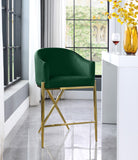 Xavier Velvet / Engineered Wood / Iron / Foam Contemporary Green Velvet Counter Stool - 23.5" W x 22.5" D x 38" H