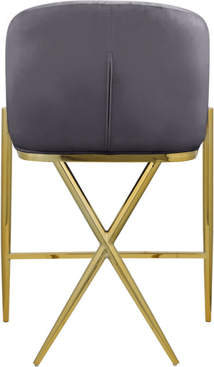 Xavier Velvet / Engineered Wood / Iron / Foam Contemporary Grey Velvet Counter Stool - 23.5" W x 22.5" D x 38" H