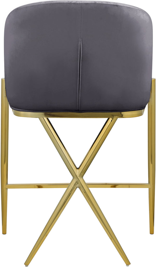 Xavier Velvet / Engineered Wood / Iron / Foam Contemporary Grey Velvet Counter Stool - 23.5" W x 22.5" D x 38" H