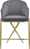 Xavier Velvet / Engineered Wood / Iron / Foam Contemporary Grey Velvet Counter Stool - 23.5" W x 22.5" D x 38" H