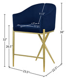 Xavier Velvet / Engineered Wood / Iron / Foam Contemporary Navy Velvet Counter Stool - 23.5" W x 22.5" D x 38" H