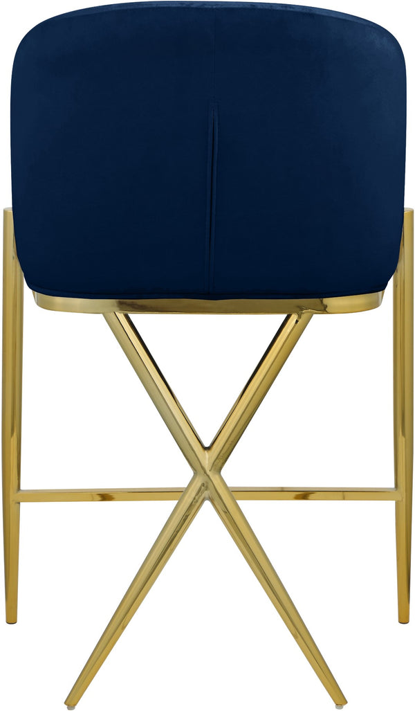 Xavier Velvet / Engineered Wood / Iron / Foam Contemporary Navy Velvet Counter Stool - 23.5" W x 22.5" D x 38" H