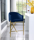 Xavier Velvet / Engineered Wood / Iron / Foam Contemporary Navy Velvet Counter Stool - 23.5" W x 22.5" D x 38" H