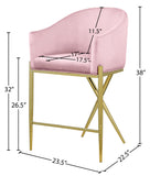 Xavier Velvet / Engineered Wood / Iron / Foam Contemporary Pink Velvet Counter Stool - 23.5" W x 22.5" D x 38" H