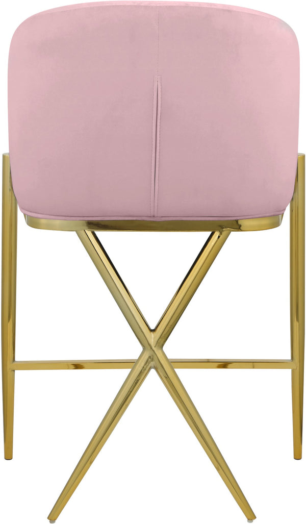 Xavier Velvet / Engineered Wood / Iron / Foam Contemporary Pink Velvet Counter Stool - 23.5" W x 22.5" D x 38" H