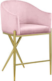 Xavier Velvet / Engineered Wood / Iron / Foam Contemporary Pink Velvet Counter Stool - 23.5" W x 22.5" D x 38" H