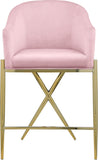 Xavier Velvet / Engineered Wood / Iron / Foam Contemporary Pink Velvet Counter Stool - 23.5" W x 22.5" D x 38" H