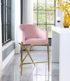 Xavier Velvet / Engineered Wood / Iron / Foam Contemporary Pink Velvet Counter Stool - 23.5" W x 22.5" D x 38" H