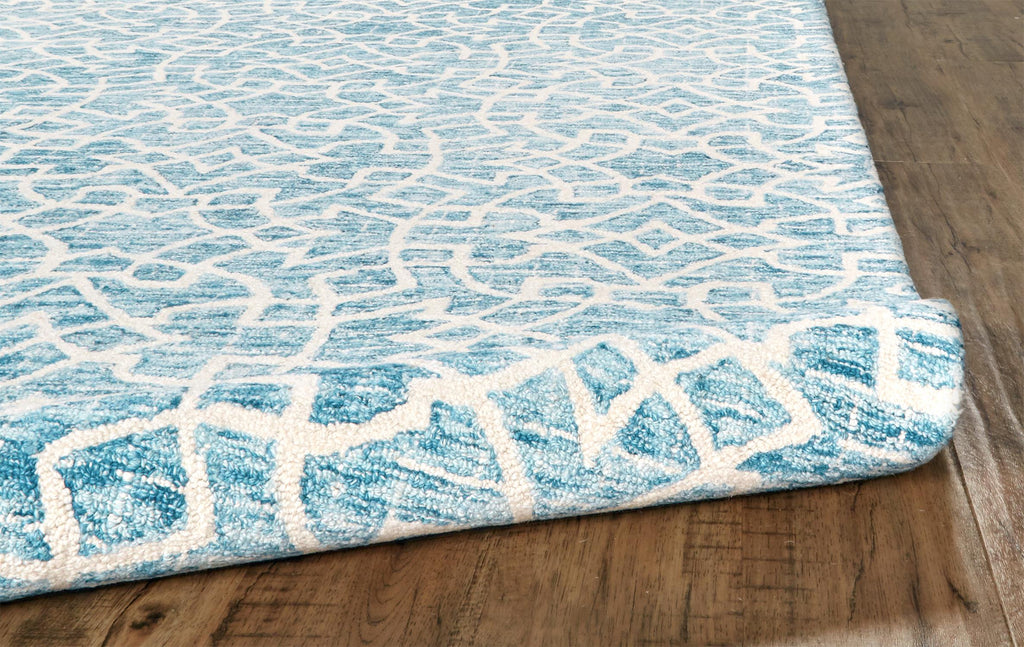 Rhett Geometric Mosaic Rug, Ocean Teal Blue/Ivory, 9ft x 12ft Area Rug