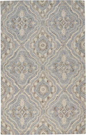 Rhett Ornamental Diamond Rug, Demin Blue/Ivory/Brown, 8ft x 10ft Area Rug