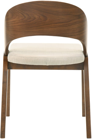 Woodson Linen Textured Fabric: 22% Linen, 33% Cotton, 35% Polyester / Solid Wood / Walnut Veneer / Foam Mid Century Modern Beige Linen Textured Fabric Dining Chair - 19.88" W x 23.03" D x 30.20" H