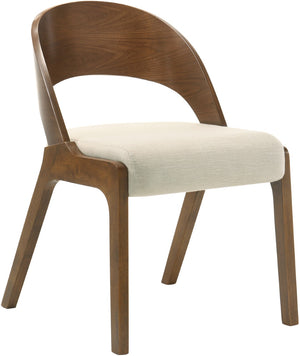 Woodson Linen Textured Fabric: 22% Linen, 33% Cotton, 35% Polyester / Solid Wood / Walnut Veneer / Foam Mid Century Modern Beige Linen Textured Fabric Dining Chair - 19.88" W x 23.03" D x 30.20" H