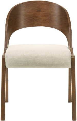 Woodson Linen Textured Fabric: 22% Linen, 33% Cotton, 35% Polyester / Solid Wood / Walnut Veneer / Foam Mid Century Modern Beige Linen Textured Fabric Dining Chair - 19.88" W x 23.03" D x 30.20" H