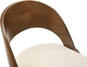 Woodson Linen Textured Fabric: 22% Linen, 33% Cotton, 35% Polyester / Solid Wood / Walnut Veneer / Foam Mid Century Modern Beige Linen Textured Fabric Dining Chair - 19.88" W x 23.03" D x 30.20" H