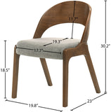 Woodson Linen Textured Fabric: 22% Linen, 33% Cotton, 35% Polyester / Solid Wood / Walnut Veneer / Foam Mid Century Modern Grey Linen Textured Fabric Dining Chair - 19.88" W x 23.03" D x 30.20" H