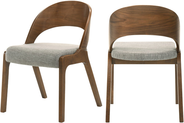 Woodson Linen Textured Fabric: 22% Linen, 33% Cotton, 35% Polyester / Solid Wood / Walnut Veneer / Foam Mid Century Modern Grey Linen Textured Fabric Dining Chair - 19.88" W x 23.03" D x 30.20" H